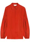 Gabriela Hearst Inga Pleated Linen Blouse In Orange
