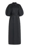 Gabriela Hearst Iona Puff-sleeve Trench Coat In Black Linen In Black