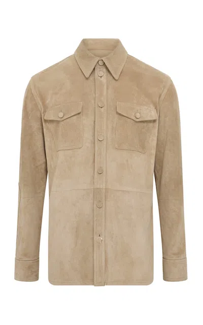 Gabriela Hearst Irene Overshirt In Camel Suede