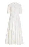 Gabriela Hearst Iris Pointelle Knit Pleated Dress With Slip In Ivory Cotton Silk In Ivory