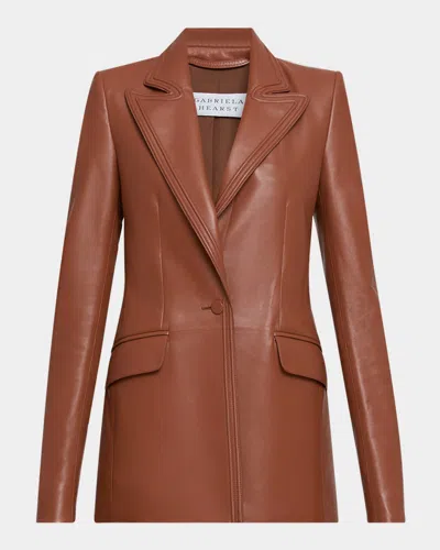Gabriela Hearst Isara Leather Single-breasted Blazer In Cognac
