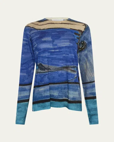 Gabriela Hearst Isaro Long-sleeve Cashmere Jersey T-shirt In Blue