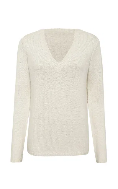 Gabriela Hearst Isiah Knit V-neck Sweater In Ivory Cashmere In White