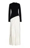 GABRIELA HEARST ISMAY PLEATED DRESS IN BLACK & IVORY DOUBLE SATIN