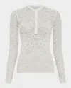 Gabriela Hearst Ithaca Lace Knit Henley Sweater In Ivory