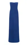 Gabriela Hearst Ivara Strapless Maxi Dress In Cobalt Suede In Blue