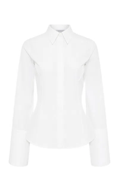 Gabriela Hearst Jataya Fitted Cotton Shirt In White
