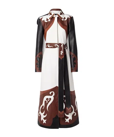 Gabriela Hearst Jemme Belted Color-block Leather Coat In Brown