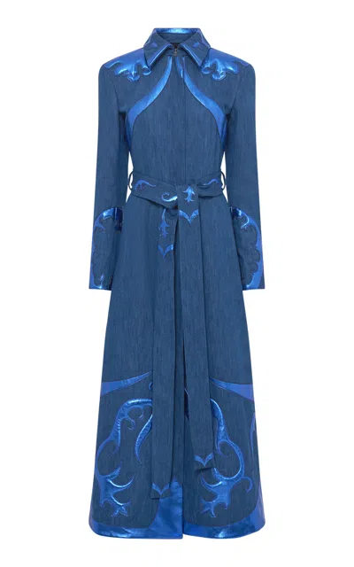 Gabriela Hearst Jemme Paneled Cotton Linen Coat In Blue
