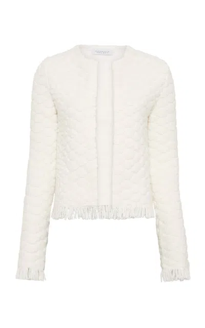 Gabriela Hearst Johannes Fringe Knit Cardigan In Ivory Cashmere In White