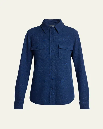 Gabriela Hearst John Austin Cashmere Tweed Button-down Shirt In Blue