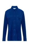 Gabriela Hearst John Austin Patch-pocket Suede Shirt In Blue