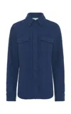 Gabriela Hearst John Austin Shirt In Electric Navy Speckled Cashmere In Blue