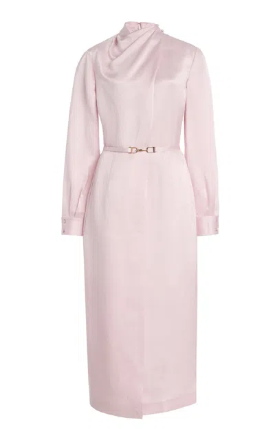 Gabriela Hearst Josef Cowl-neck Silk Midi Dress In Pink
