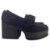 Gabriela Hearst Juan Bow-detailed Platform Loafers In Navy Blue Suede In Blue