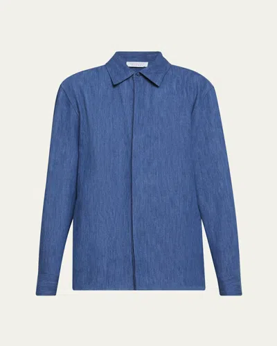 Gabriela Hearst Judie Button Down Denim Shirt In Medium Blue