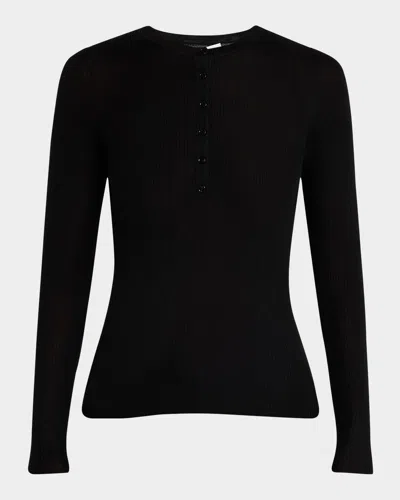 Gabriela Hearst Julian Cashmere Henley Sweater In Black