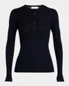 Gabriela Hearst Julian Cashmere Henley Sweater In Dark Navy