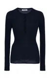 Gabriela Hearst Julian Cashmere Henley Sweater In Dark Navy