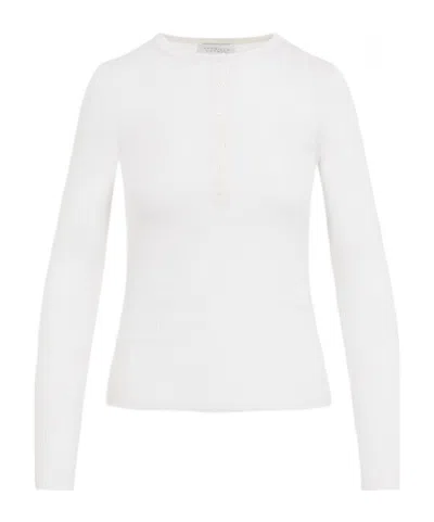 Gabriela Hearst Julian Henley Top In Cashmere And Silk In White
