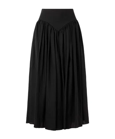 Gabriela Hearst Juniper Frayed Paneled Linen Midi Skirt In Black
