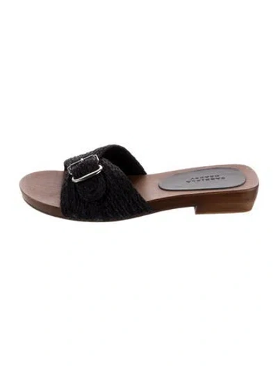 Pre-owned Gabriela Hearst Jute Slides In Black