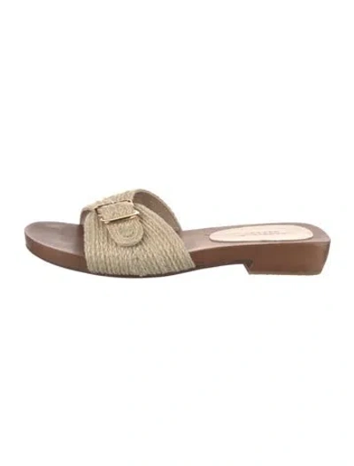 Pre-owned Gabriela Hearst Jute Slides In Neutrals