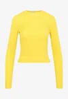 Gabriela Hearst Kaia Long-sleeved Ribbed Top In Yellow