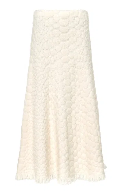 Gabriela Hearst Kanta Textured Cashmere Midi Skirt In Ivory