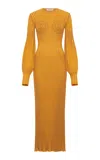 Gabriela Hearst Karina Ribbed Virgin-wool Maxi Dress In Yellow