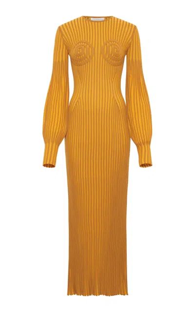 Gabriela Hearst Karina Ribbed Virgin-wool Maxi Dress In Yellow