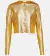 Gabriela Hearst Katia Foiled Wool Cardigan In Gold