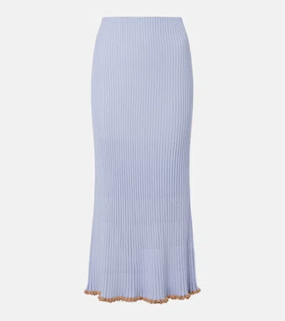 Gabriela Hearst Kavya Cashmere And Silk Midi Skirt In Blue