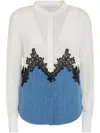 Gabriela Hearst Kheti Pintuck Denim Lace Button Down Top In White