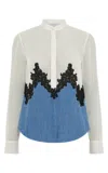 Gabriela Hearst Kheti Lace Top In Light Blue Recycled Cotton Linen In Light Blue Denim