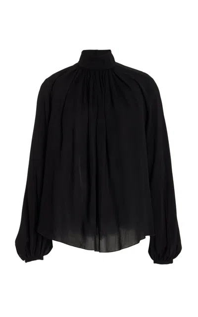 GABRIELA HEARST KIIAN PLEATED TOP IN BLACK SILK GEORGETTE