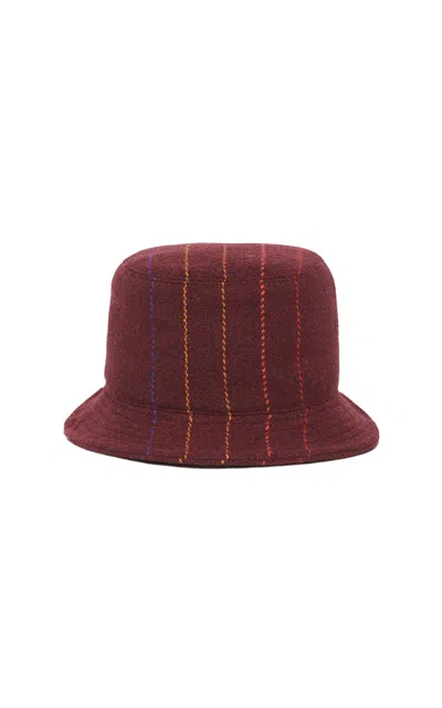 Gabriela Hearst Kiran Bucket Hat In Burnt Sienna Multi Pinstripe Wool Cashmere In Red