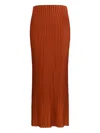 Gabriela Hearst Long Knitted Skirt With Narrow Ribs In Brown