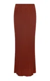 Gabriela Hearst Krause Ribbed Virgin-wool Maxi Skirt In Brown