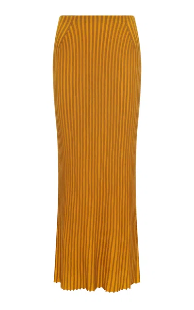 Gabriela Hearst Krause Ribbed Virgin-wool Maxi Skirt In Yellow