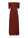 Gabriela Hearst Kurt Knit Pleated Maxi Dress In Burnt Sienna Merino Wool In Burgundy