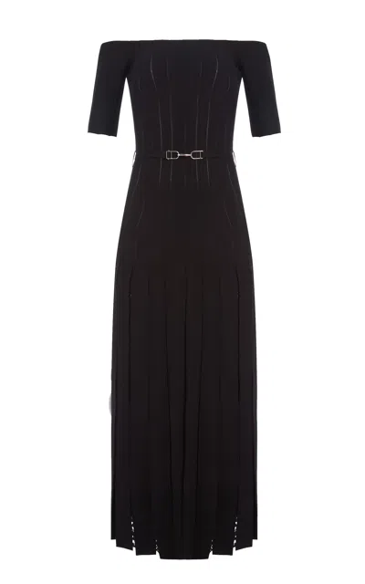 Gabriela Hearst Kurt Pleated Knit Dress In Black Merino Wool