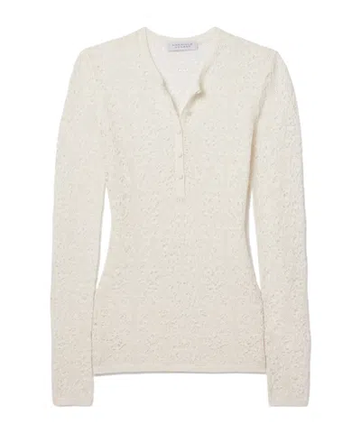 Gabriela Hearst Ithaca Crocheted Wool And Silk-blend Henley Top In Ivory
