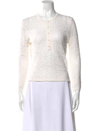 Pre-owned Gabriela Hearst Lace Pattern Crew Neck Top In White