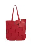 GABRIELA HEARST LACQUERED TOTE BAG IN RED TOPAZ PATCHWORK LEATHER