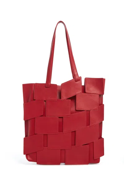 Gabriela Hearst Lacquered Tote Bag In Red Topaz Patchwork Leather