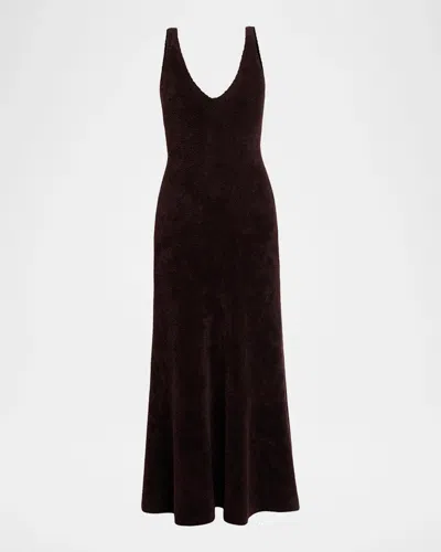Gabriela Hearst Lady Hall Cashmere-silk Plush Knit Maxi Slip Dress In Chocolate