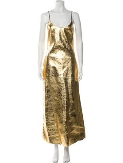 Pre-owned Gabriela Hearst Lamb Leather Long Dress In Multi