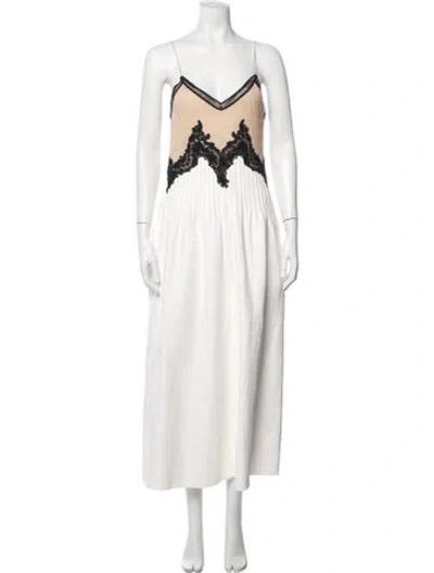 Pre-owned Gabriela Hearst Lambskin Long Dress In White