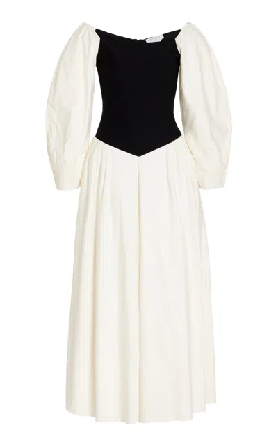 Gabriela Hearst Lani Off-the-shoulder Frayed Silk-twill And Merino Wool Maxi Dress In Ivory